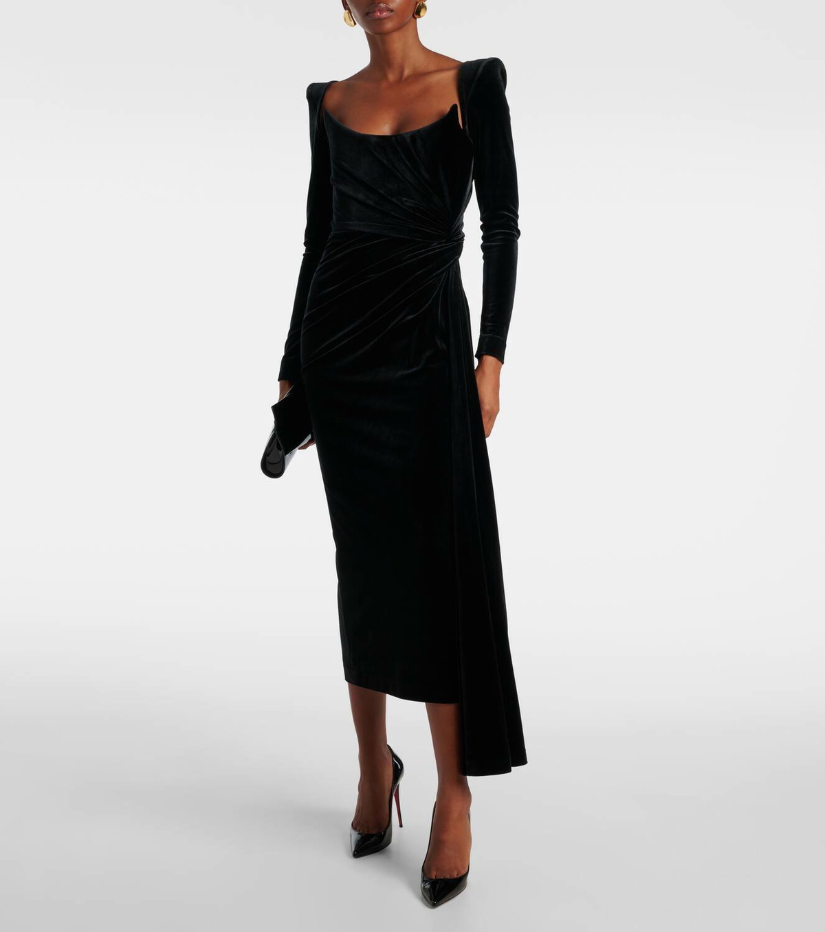Alex Perry Draped velvet midi dress Alex Perry