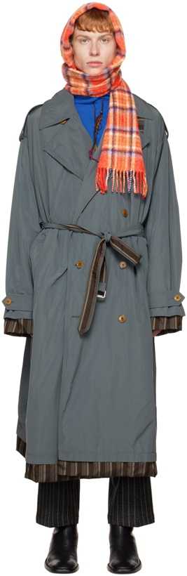 Photo: Acne Studios Gray Double-Breasted Trench Coat