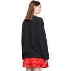 GANNI Black Wool Flowers Oversized Sweater