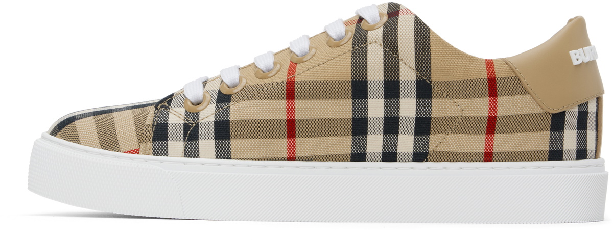 Burberry Beige Check & Leather Sneakers