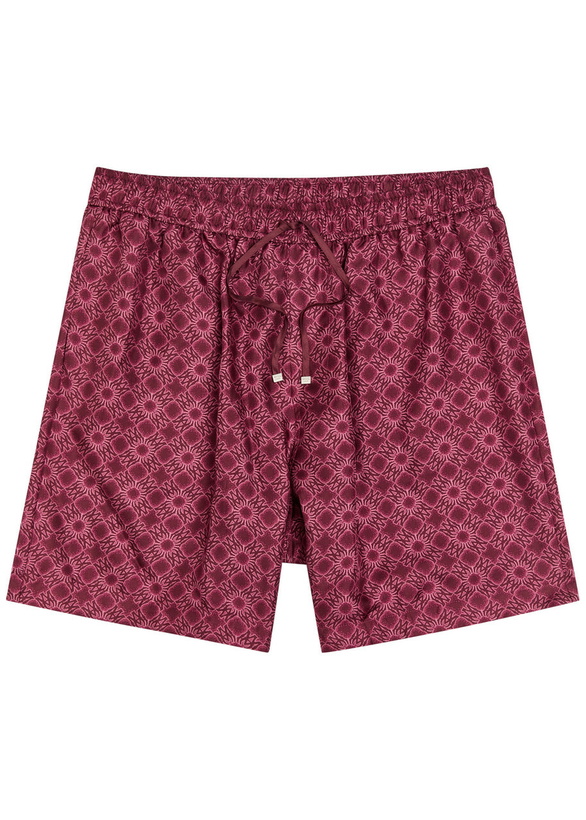 Photo: Amiri MA Quad Logo-monogrammed Silk Shorts Dark Red