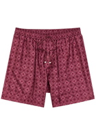 Amiri MA Quad Logo-monogrammed Silk Shorts Dark Red