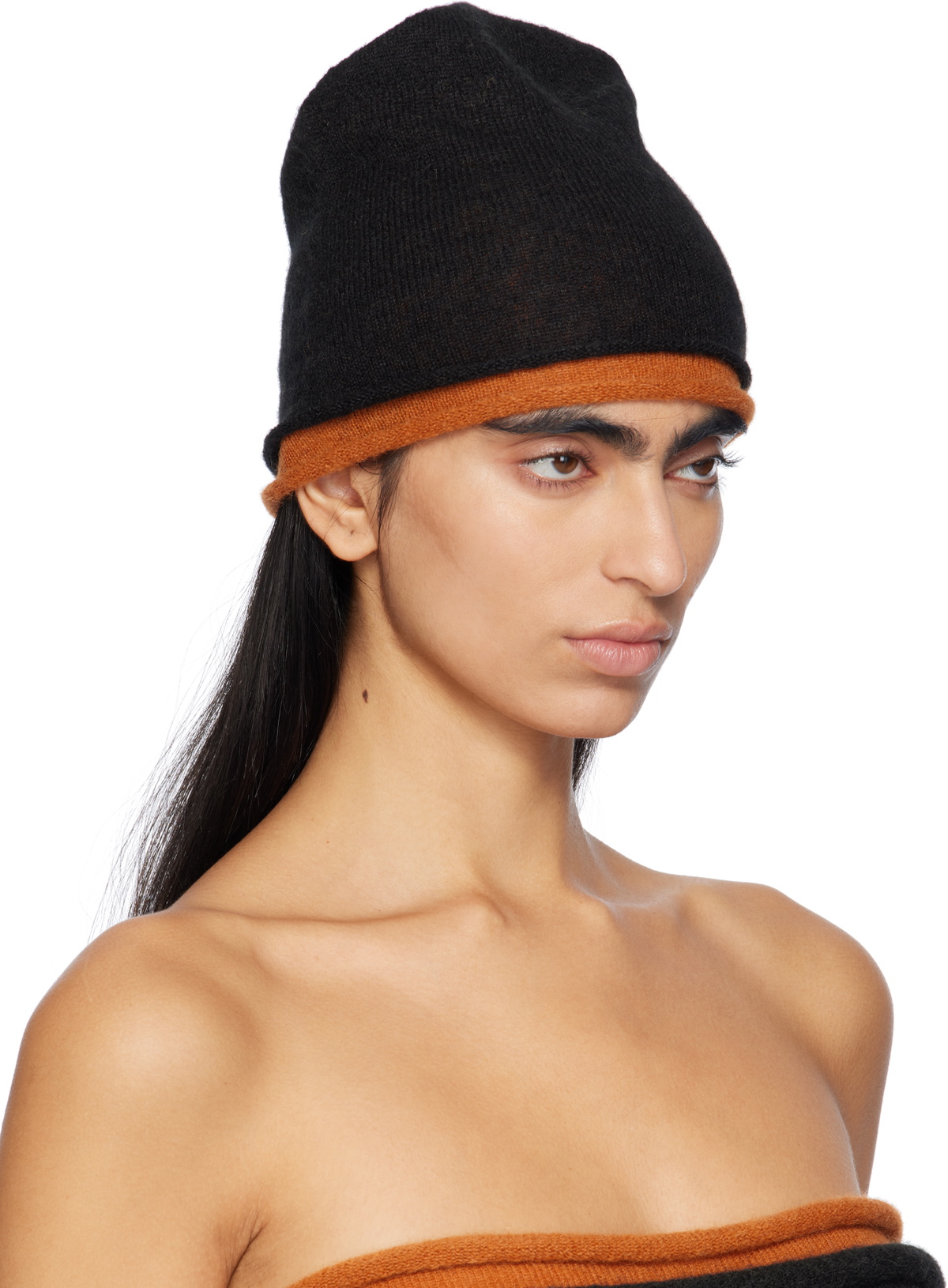 ISSEY MIYAKE Black & Orange Interplay Beanie