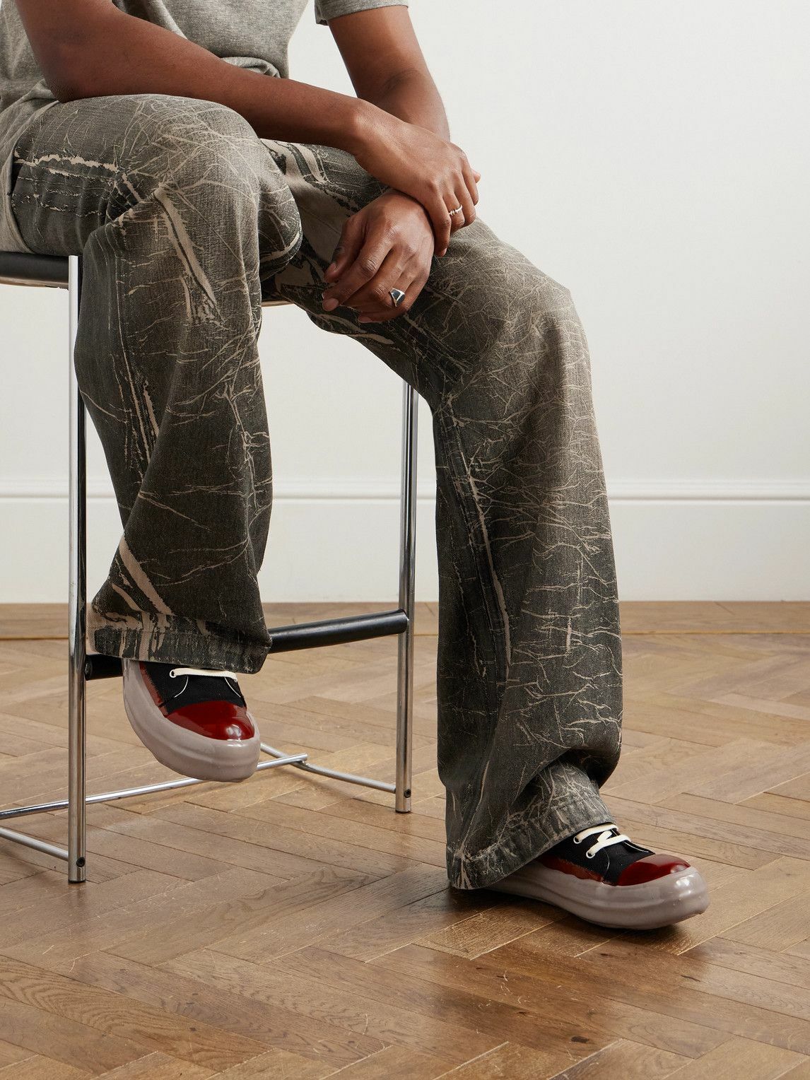 DRKSHDW by Rick Owens - Lacquered-Denim Sneakers - Black Rick