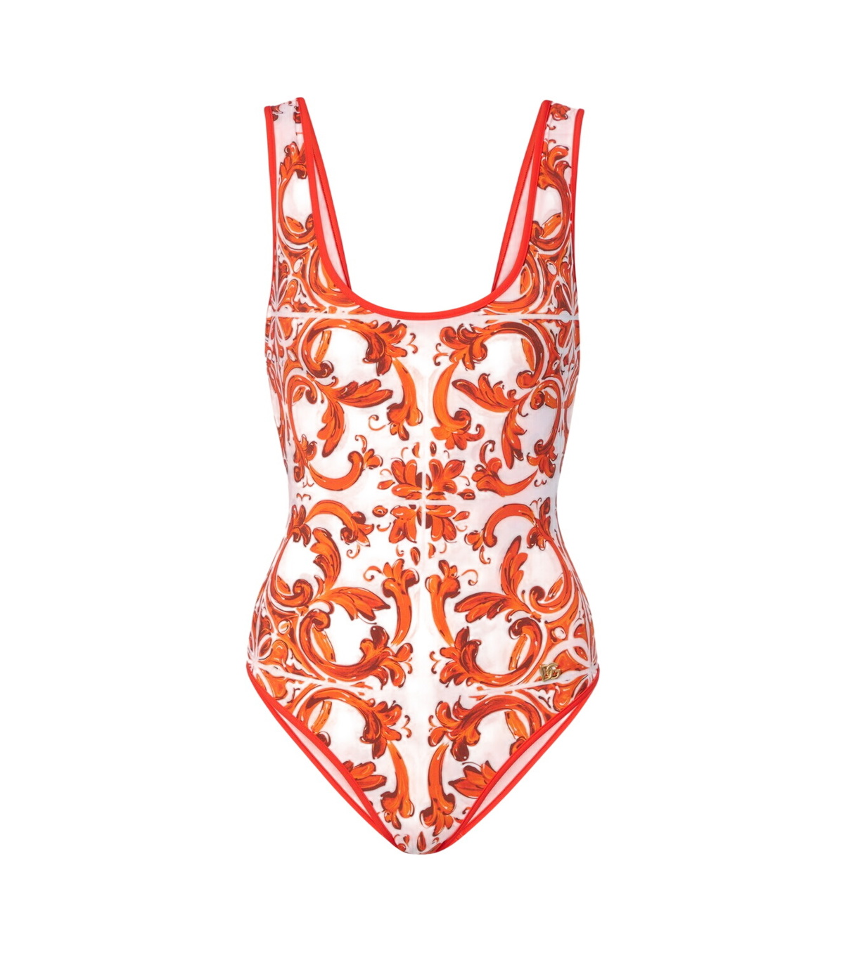 Dolce and Gabbana Red and Green Portofino Balconette One-Piece