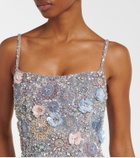 Rachel Gilbert Embellished floral-appliqué midi dress