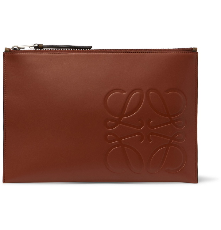 Photo: Loewe - Logo-Debossed Leather Pouch - Brown