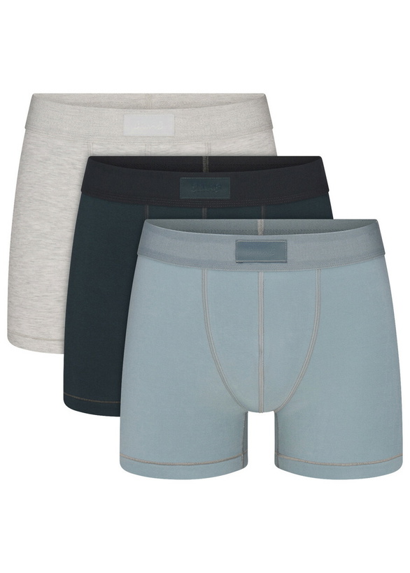 Photo: Skims Cotton-blend 3" Boxer Briefs set of Three Blue