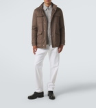Kiton Suede-trimmed technical jacket