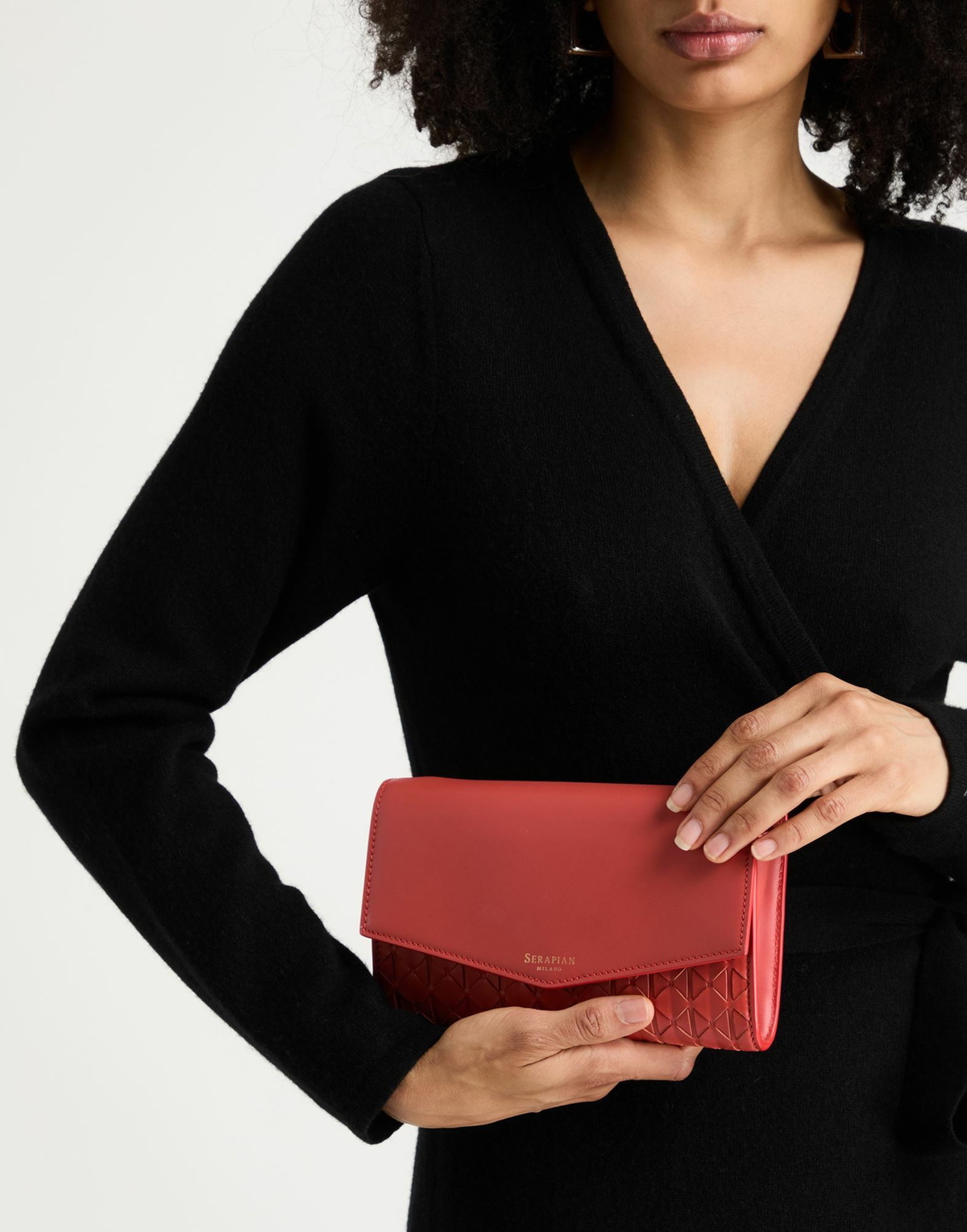 Serapian Womens Clutch in Tomato red