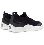 Z Zegna - Suede, Leather and TECHMERINO Mesh Slip-On Sneakers - Navy