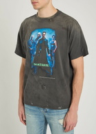 Saint Mxxxxxx The Matrix Printed Distressed Cotton T-shirt Black