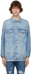 R13 Blue Pat Oversized Trucker Jacket