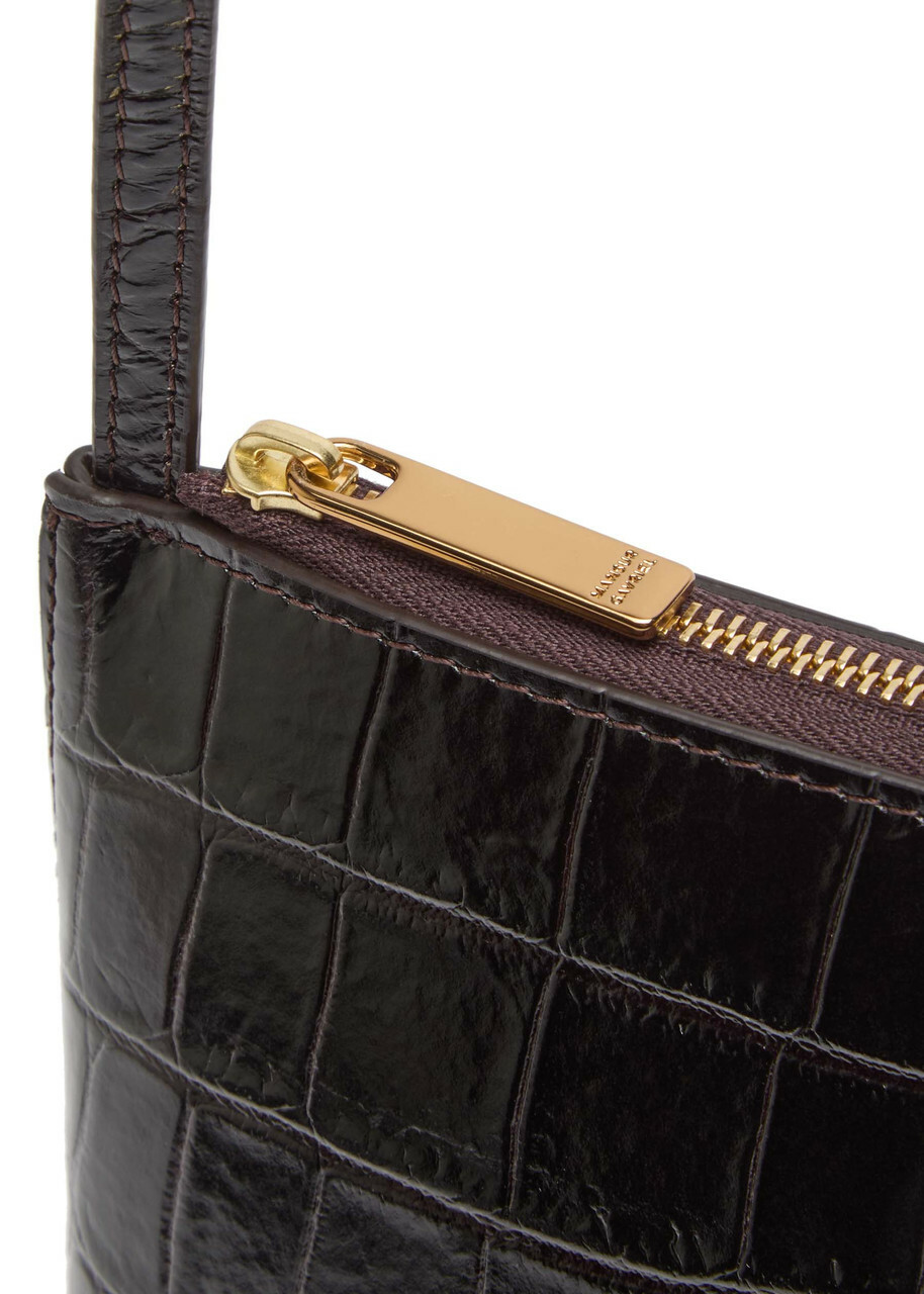 Mansur Gavriel Gaia Crocodile-effect Glossed Leather Shoulder bag - Chocolate - One Size