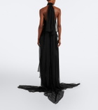 McQueen Halterneck silk georgette bustier gown