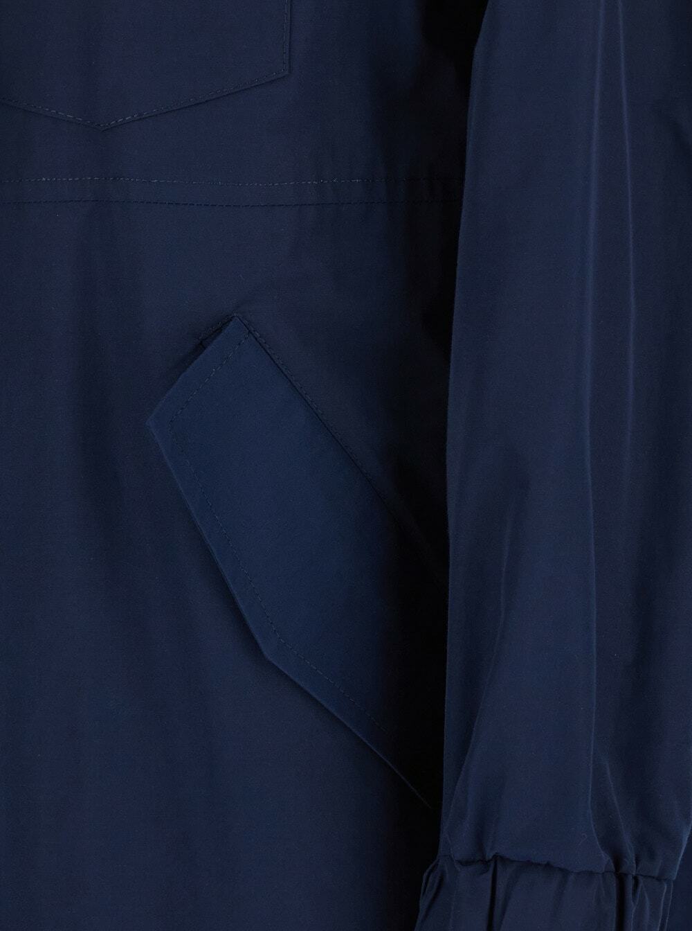 Merci Blue Jacket With Drawstring Hood In Tech Fabric Woman
