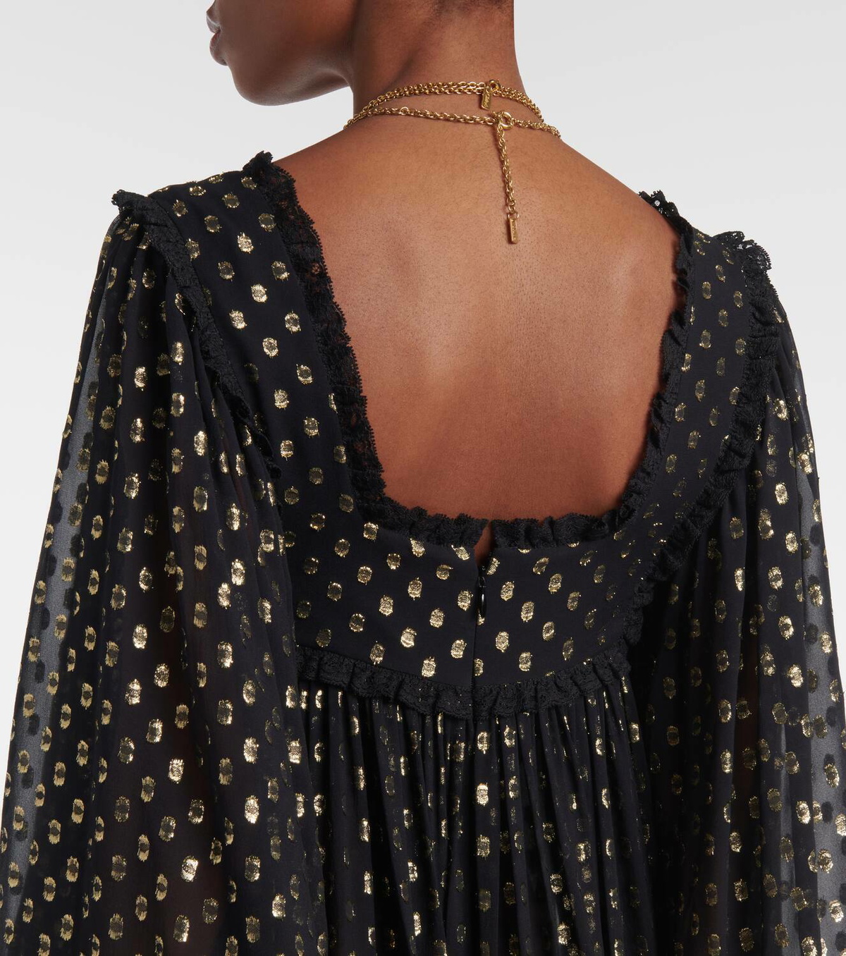 Chloé Polka-dot jacquard silk-blend lamé gown