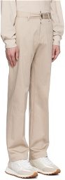 AMI Paris Beige Button-Fly Trousers