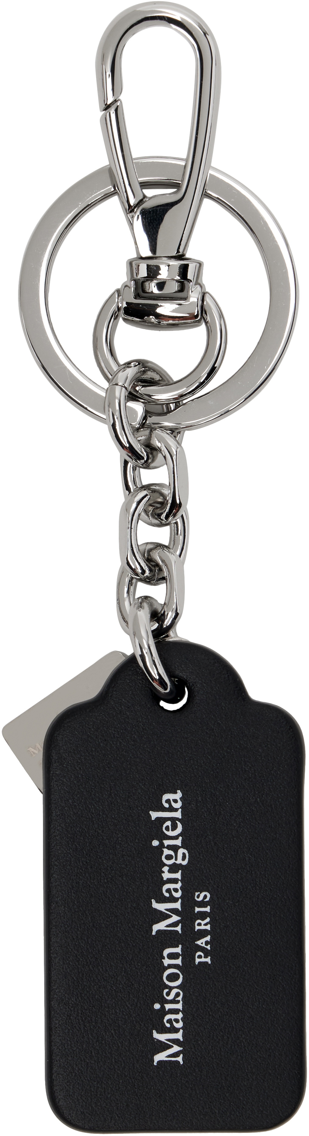 Maison Margiela Black & Silver Four Stitches Tag Keychain