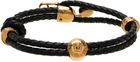 Versace Black Braided Safety Pin Bracelet