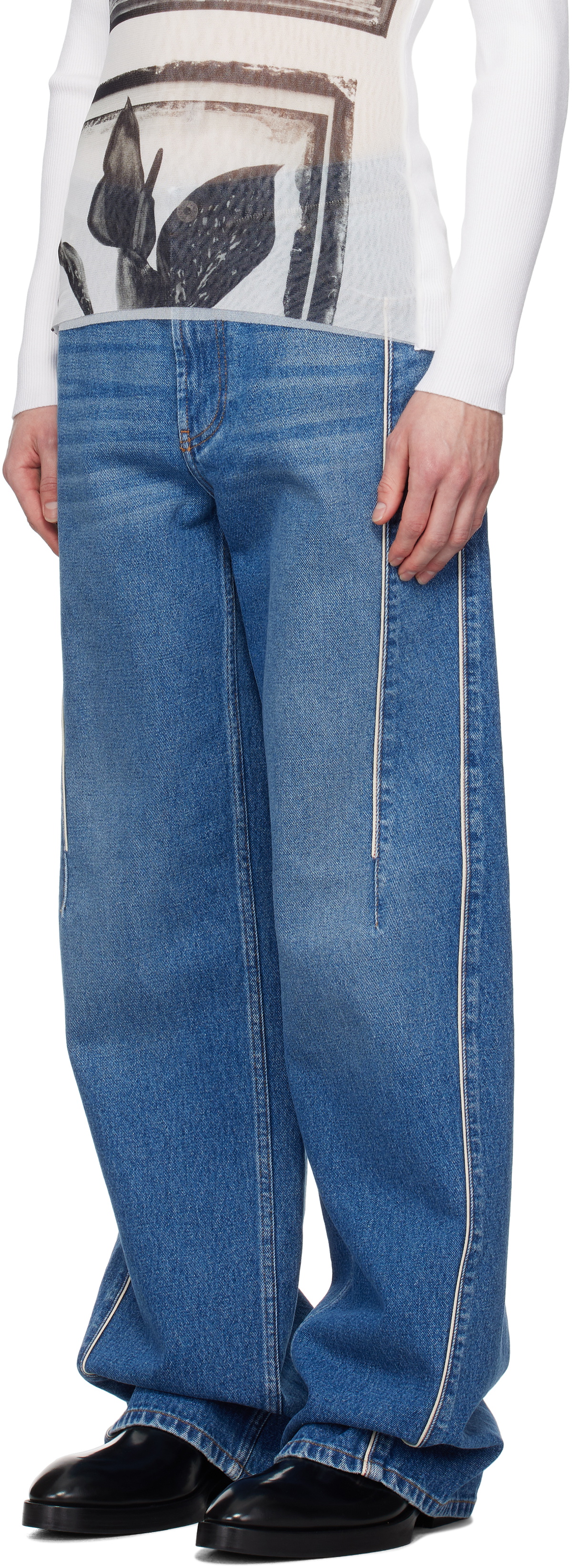 Jean Paul Gaultier Blue 'The Belted Denim' Jeans
