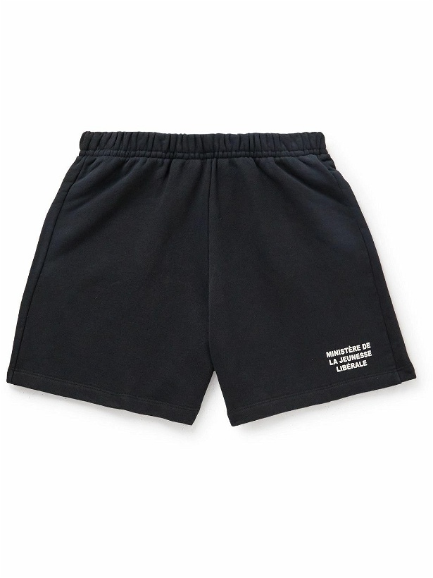 Photo: Liberal Youth Ministry - Straight-Leg Logo-Print Cotton-Jersey Shorts - Black