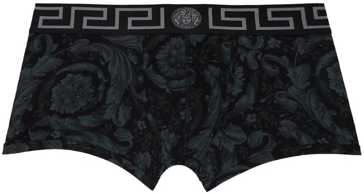 Photo: Versace Underwear Gray & Black Barocco Boxers