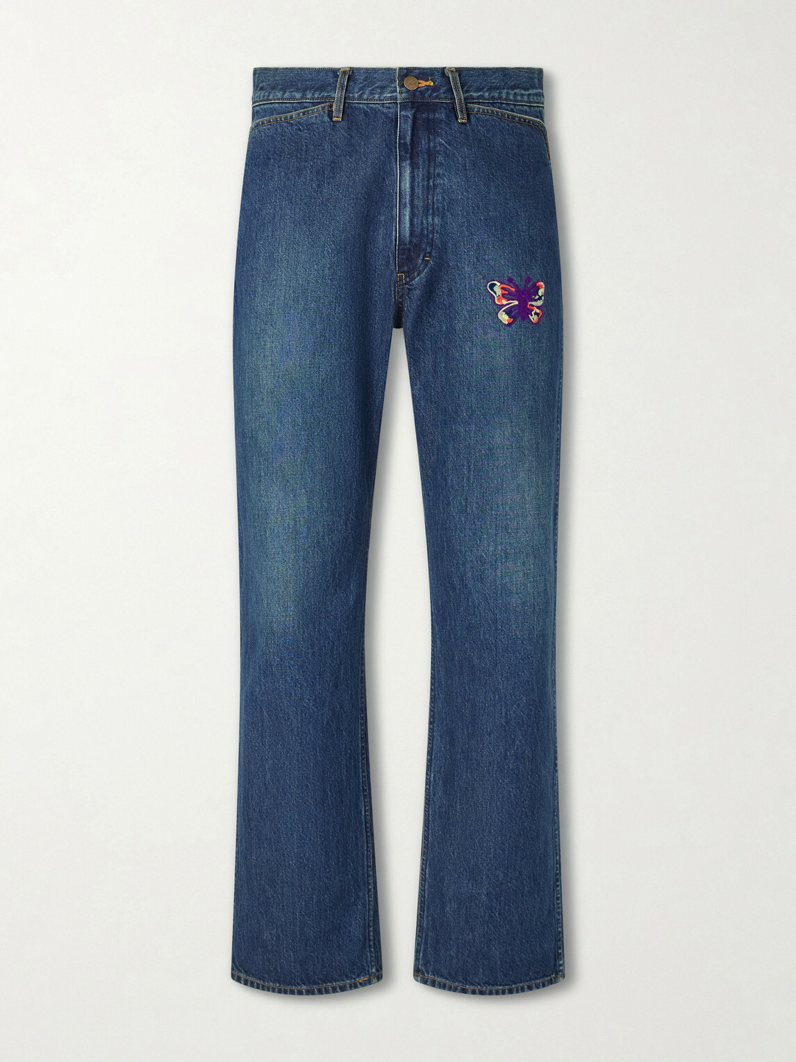 Needles - Straight-Leg Logo-Embroidered Jeans - Blue