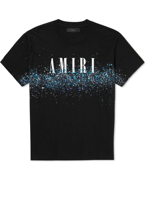 Photo: AMIRI - Oversized Crystal-Embellished Paint-Splattered Cotton-Jersey T-Shirt - Black