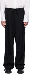 Y's For Men Black Side Triple Stitch Cargo Pants