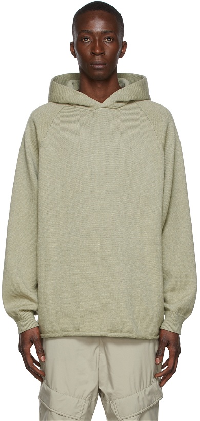 Photo: Fear of God ESSENTIALS Green Knit Hoodie