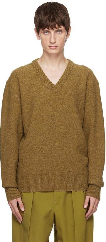 Photo: LEMAIRE Yellow V-Neck Sweater