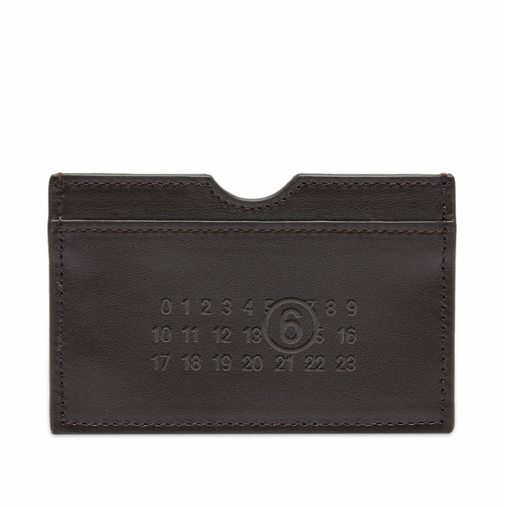 Photo: MM6 Maison Margiela Men's Number Logo Cardholder in Brown Stone