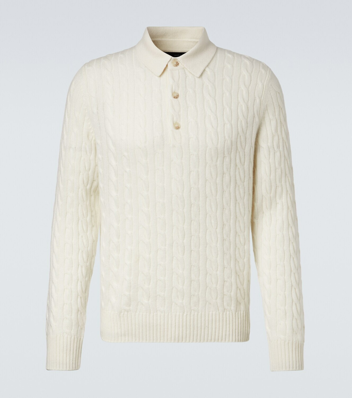 Arch4 Cable-knit cashmere polo sweater