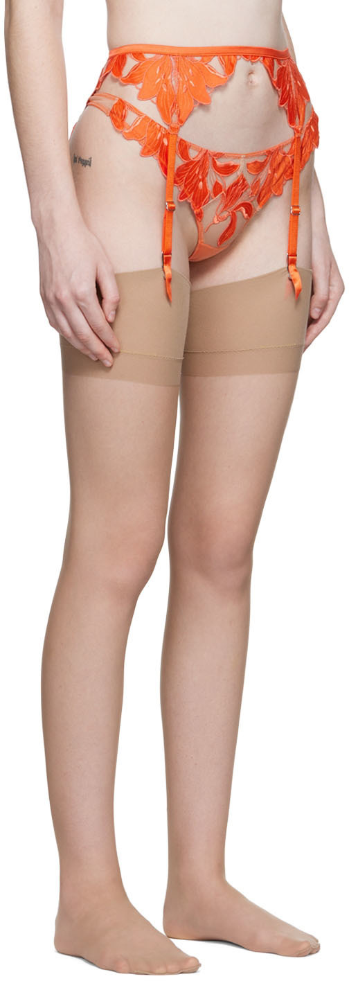 Fleur du Mal Orange Lily Garter Belt