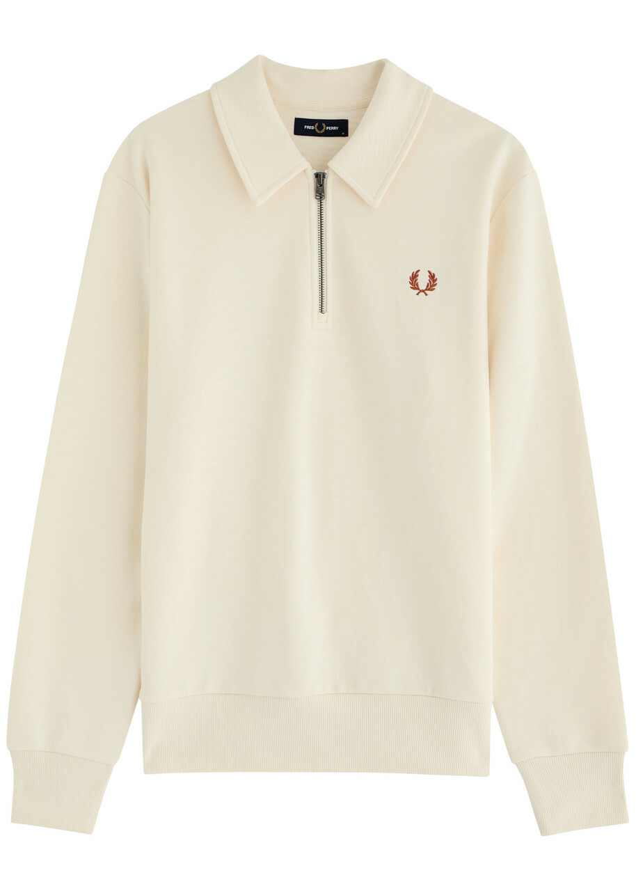 Fred Perry Logo Half-zip Cotton Sweatshirt Cream