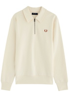 Fred Perry Logo Half-zip Cotton Sweatshirt Cream