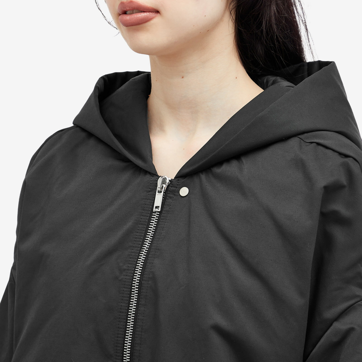 Rick Owens DRKSHDW Women's Hooded Peter Jacket in Black Rick Rick Owens DRKSHDW Women's Hooded Peter Jacket in Black Rick