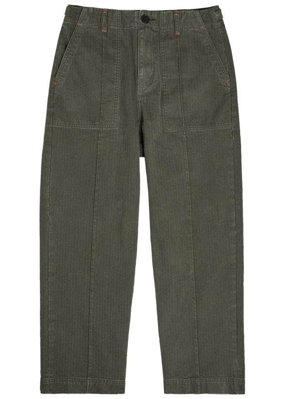Photo: The Elder Statesman Dundy Herringbone Cotton Trousers Dark Grey