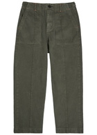 The Elder Statesman Dundy Herringbone Cotton Trousers Dark Grey