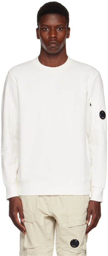 Photo: C.P. Company White Diagonal Raised Sweatshirt