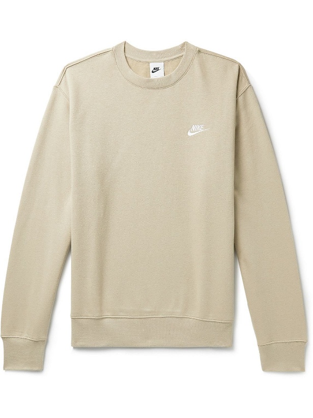 Photo: Nike - Sportswear Club Cotton-Blend Jersey Sweatshirt - Neutrals