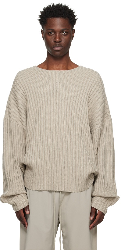 Photo: Fear of God ESSENTIALS Gray Ribbed Sweater
