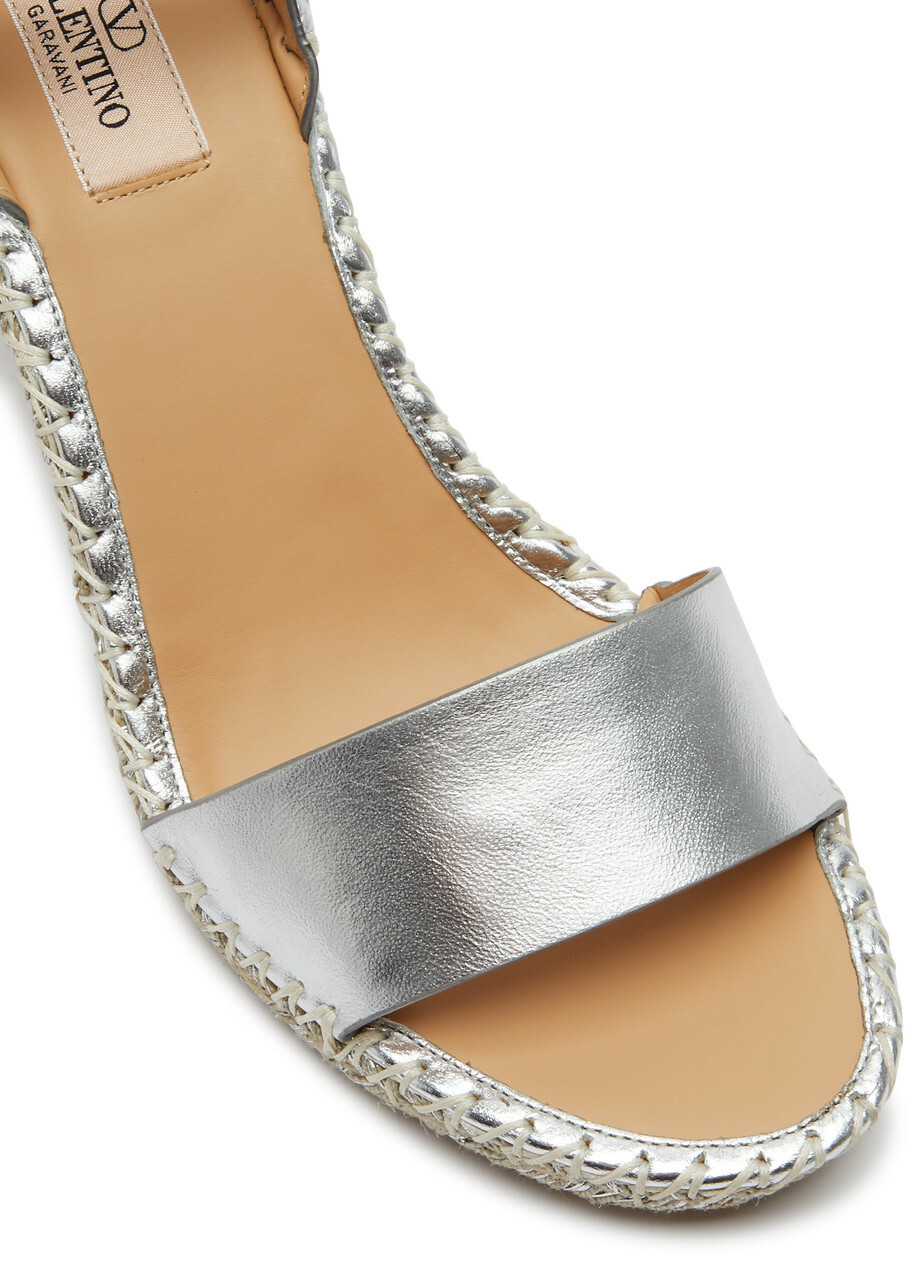 Valentino Garavani Rockstud 95 Leather Wedge Espadrilles
