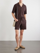 Frescobol Carioca - Augusto Cotton and Linen-Blend Jacquard Terry Shorts - Brown