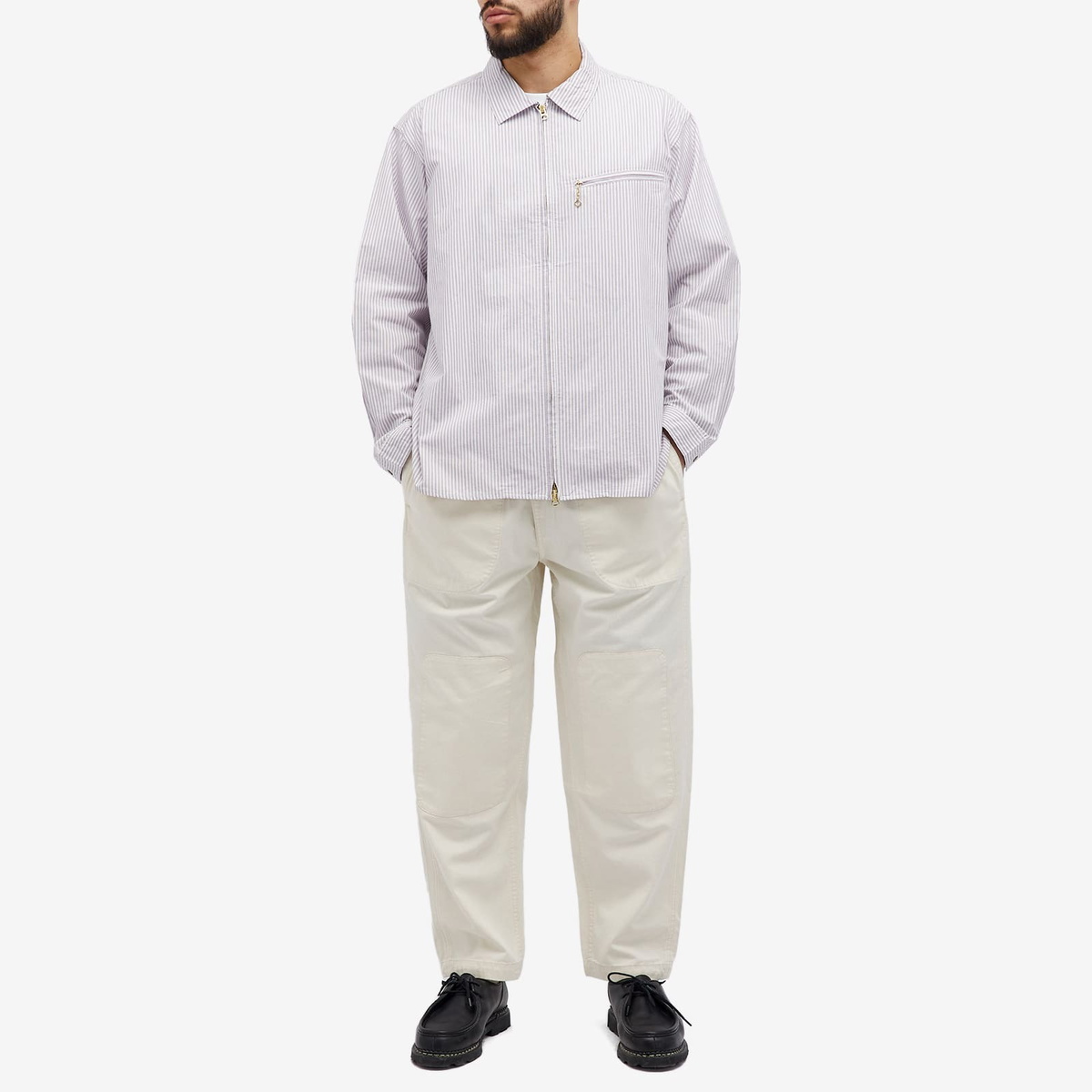 Garbstore Men's Grande Zip Stripe Shirt in Purple