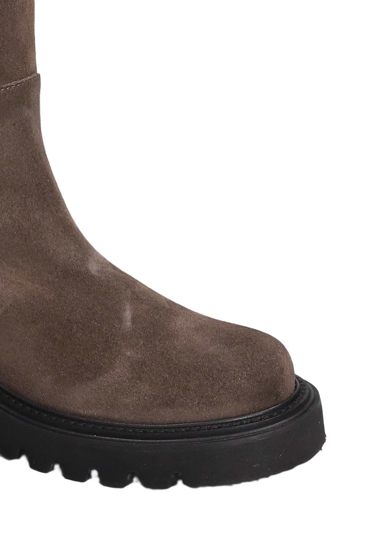 Via Roma 15 Low Heels Boots In Brown Suede