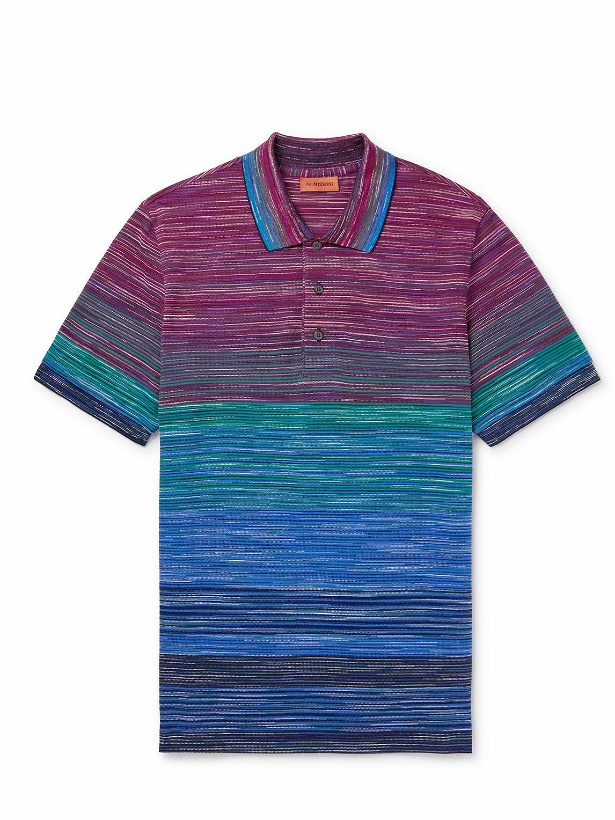 Photo: Missoni - Space-Dyed Cotton-Piqué Polo Shirt - Blue