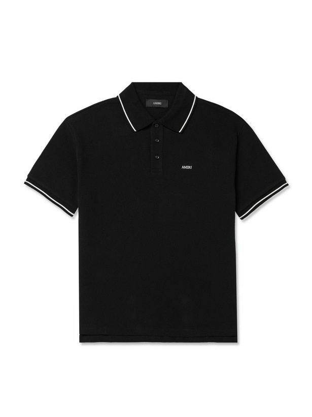 Photo: AMIRI - Logo-Embroidered Cotton-Piqué Polo Shirt - Black