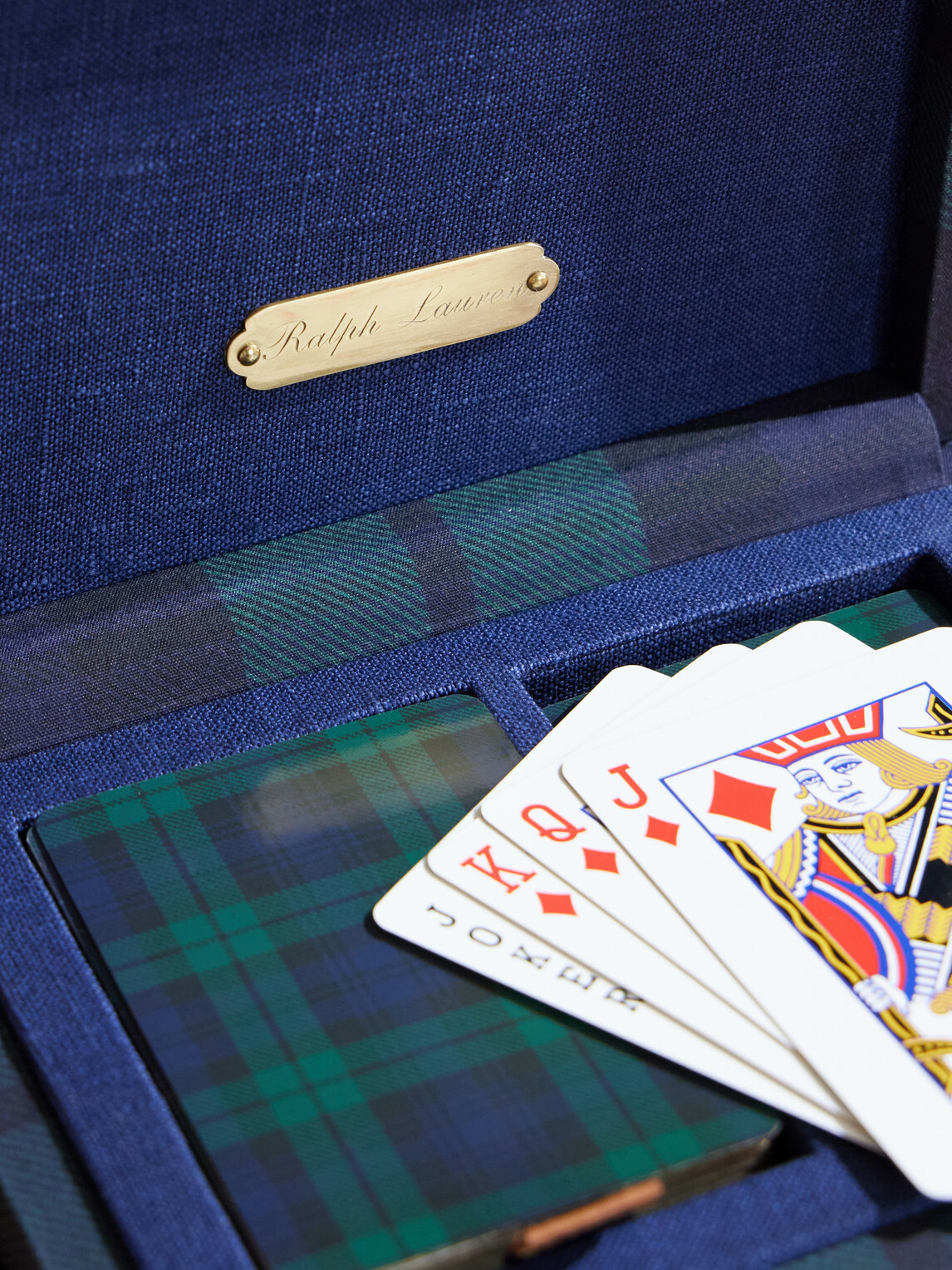 Ralph Lauren Home - Sawyer Leather-Trimmed Checked Canvas Card Set